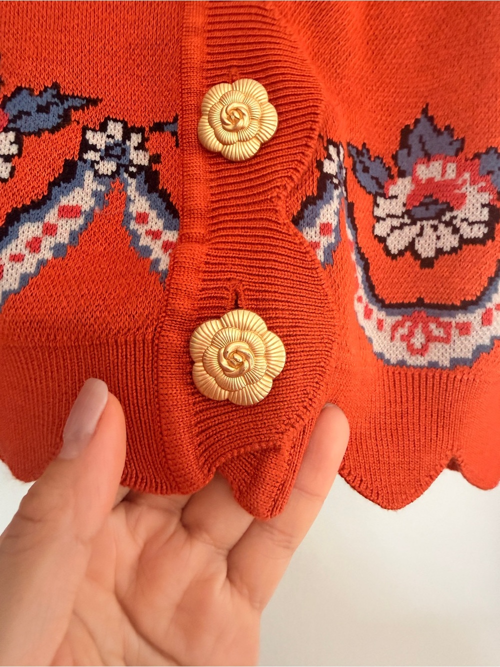 Farm Rio Terracota Victorian Floral Buttoned Knit Cardigan Size M NWT - Picture 5 of 8